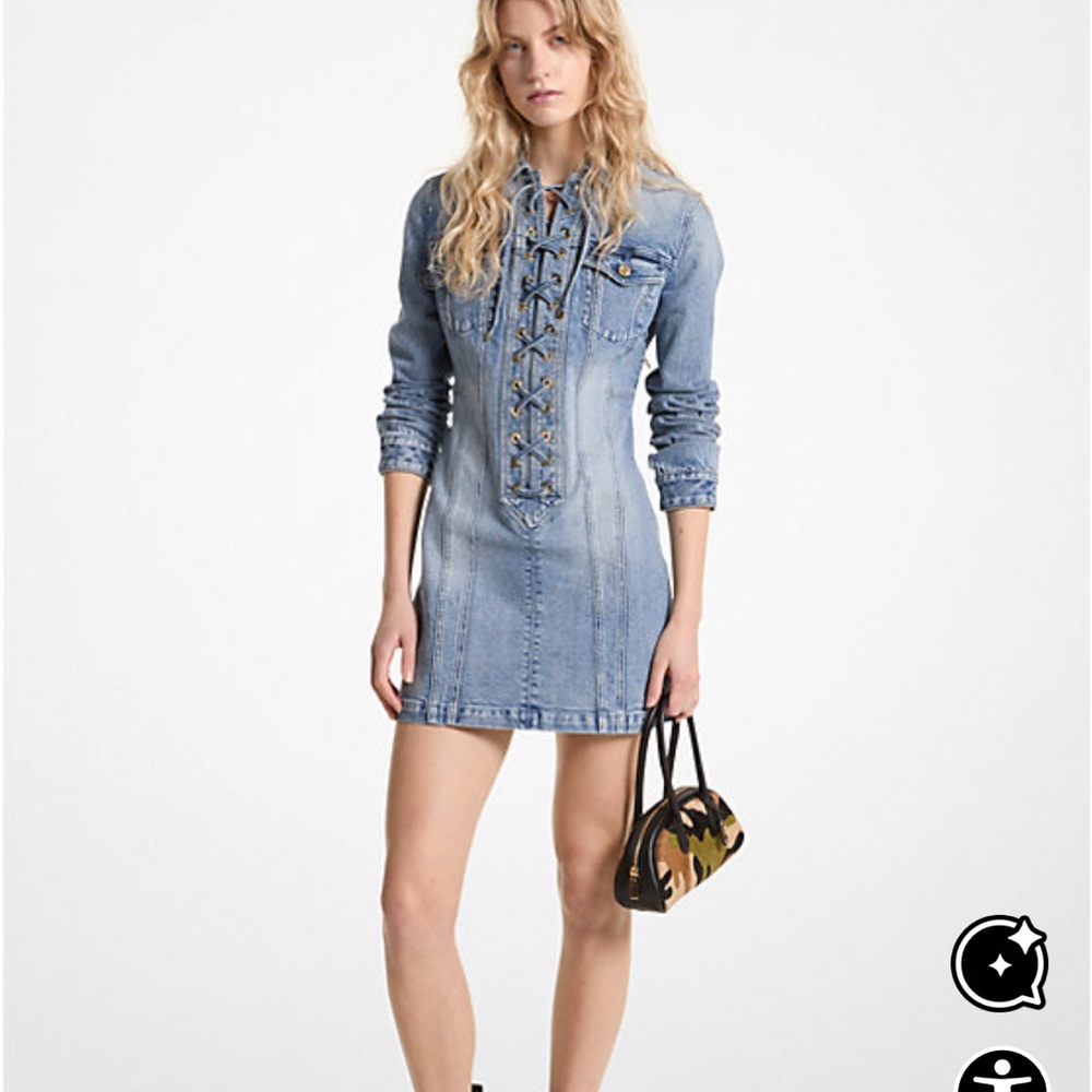 Michael Kors Denim Long Sleeve Collar Dress